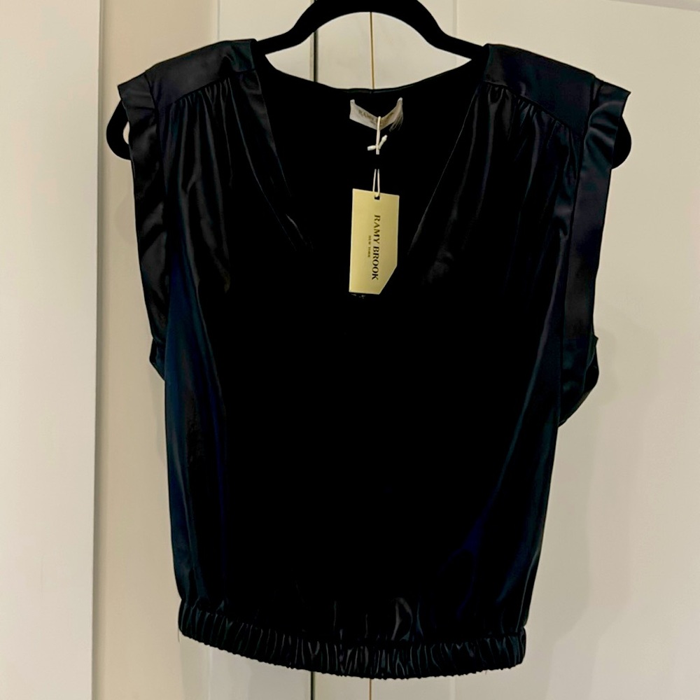 Ramy Brook black pleather top